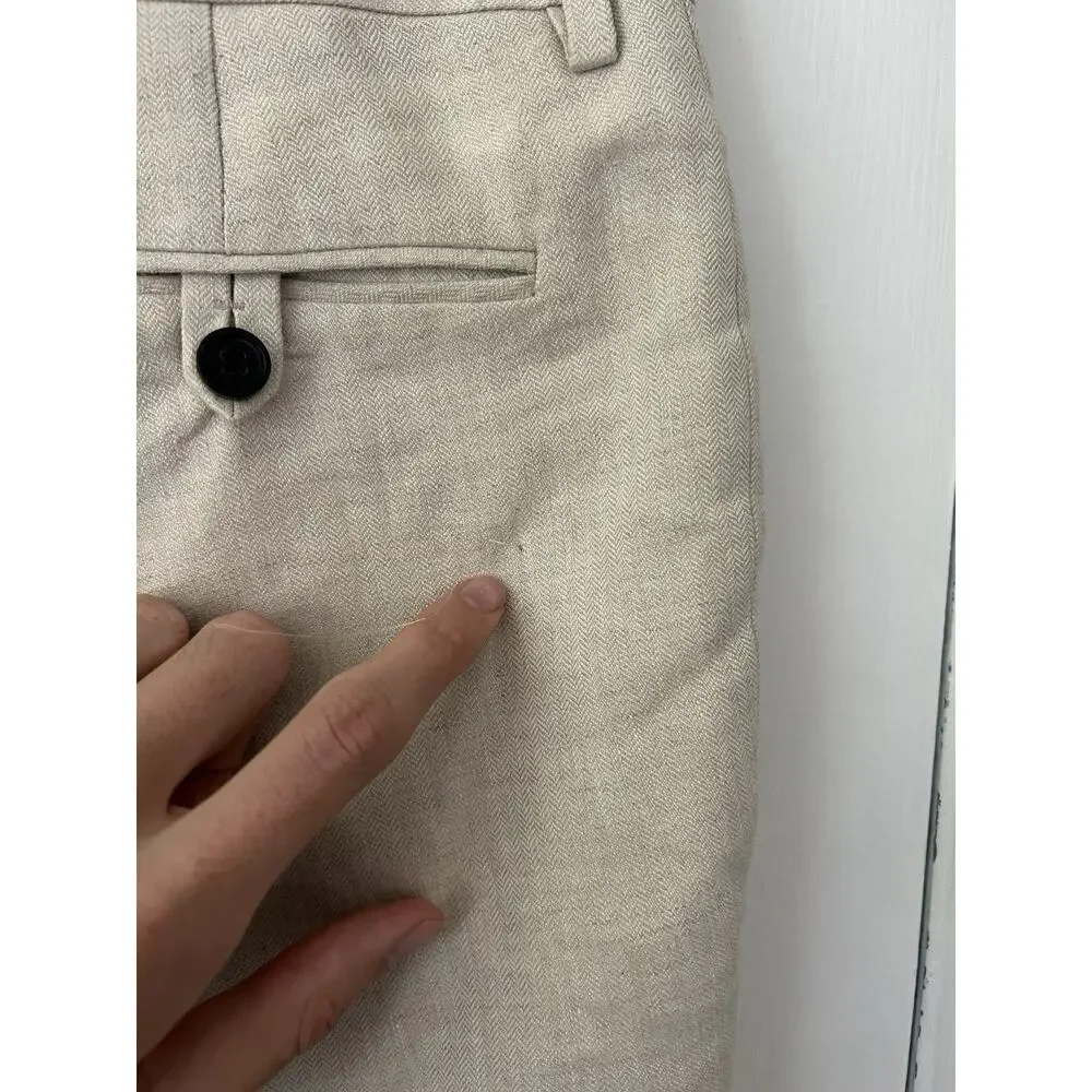 Men’s Billy Reid Dress Pants Size 30 (31x33) Herringbone Cotton Ecru Off White